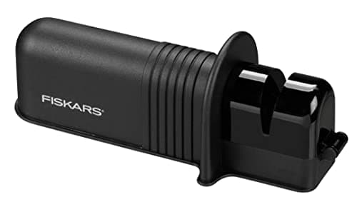 Image of Fiskars Axe and Knife Sharpener, Ceramic head/Body of glass fiber-enforced plastic, Black/Orange, Solid, 1026797