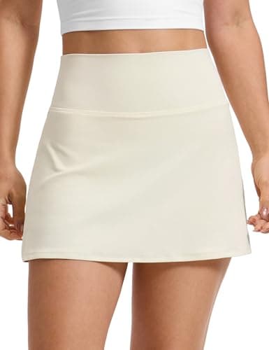 Image of CRZ YOGA Womens Butterluxe Skirts High Waisted A Line Tennis Golf Athletic Casual Wortout Skorts with Pockets Gloam Yellow Light 10