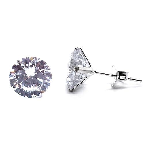Image of Arranview Jewellery 9 mm clear CZ stud round solitaire earrings in sterling silver