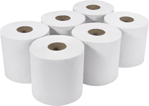 Image of Officely Centrefeed White Rolls - 2 Ply Heavy Duty Industrial Towels - 150 Metres (Pack of 6)