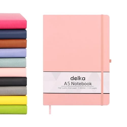 Image of delka A5 Notebook – Lined Notepad Journal, Soft Cover Writing Pad for Office, School, College, Home & Business – Ideal for Note Taking, Daily Planning, Journaling & Study (PASTEL PINK, Pack of 1)