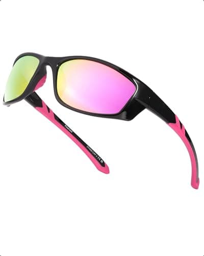 Image of Myiaur Women Sports Sunglasses for Running Cycling UV400 Protection Polarized Lens Lightweight Wrap Around Design M8140
