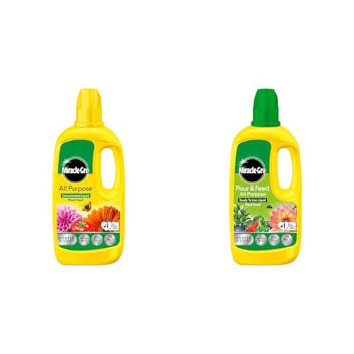Image of Miracle Gro All Purpose Concentrated Liquid Plant Food, 800ml & Pour and Feed Liquid Plant Food, 1L