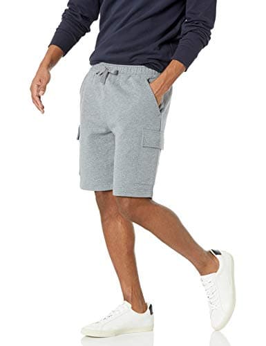 Image of Amazon Essentials Men's Fleece Cargo Shorts, Light Grey Heather, XL