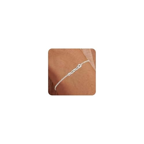 Image of DORANA Gifts for Mum,Mum Bracelet Sterling Silver Bracelets 925 Silver Chain Bracelet Mothers Day Birthday Jewellery Gift