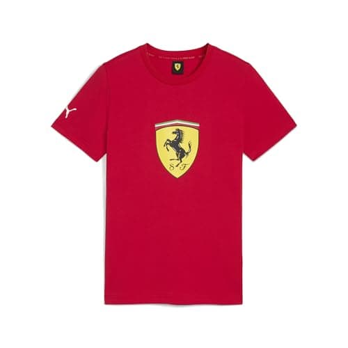 Image of PUMA Kids Unisex Scuderia Ferrari Race Colored Big Shield T-Shirt Red Size 13-14Y
