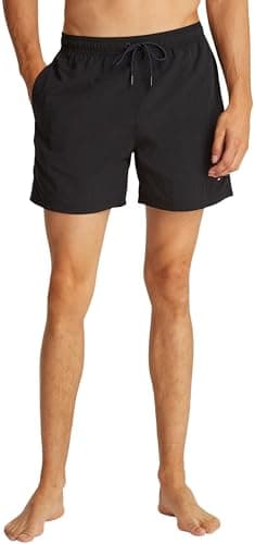 Image of Tommy Hilfiger Men’s Medium Drawstring Swim Shorts with Logo, Black (Black), L