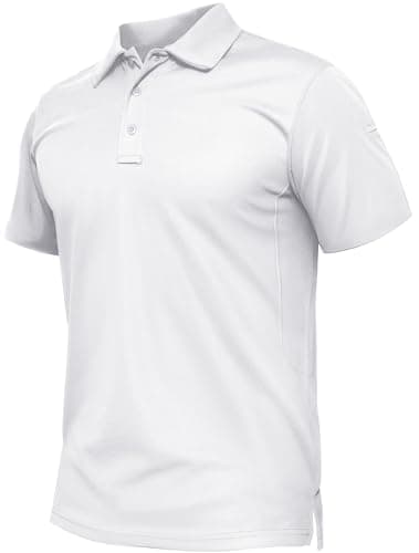 Image of TACVASEN Men's Breathable Work Shirts Short Sleeve Polo Golf Tops Summer Quick Dry Sport Polo Shirts White,XXL