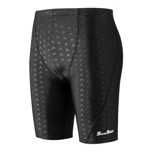 Image of ADUDVLO Swimming Jammers for Men, Solid Quick Dry Chlorine Resistant Training Swimwear with Drawstring, Competitive Pool Swim Shorts (UK, Alpha, M, Regular, Regular, Black)