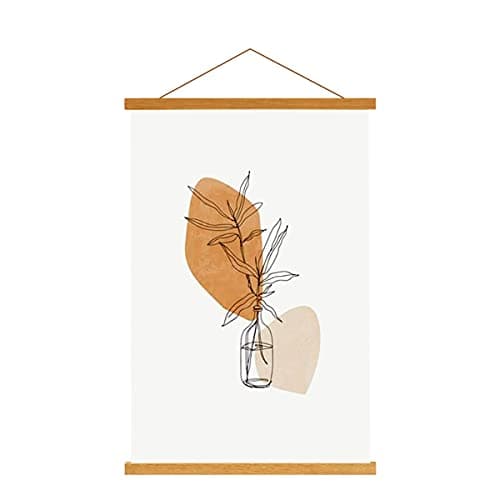 Image of Sanauto A3 Poster Frame Hangers 30cm, Magnetic Wooden Poster Hanger Rails Magnet Frame Hanging Kit for 30x42 Landscape Large Size Wall Map (30cm, Teak)