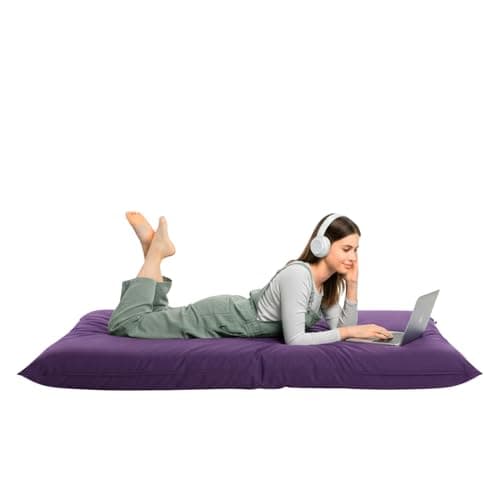 Image of Kosiproducts Beanbag Floor Square Cushions Pillow indoor outdoor garden Water Resistant 100% Polyester [70cmx70cm, Purple]