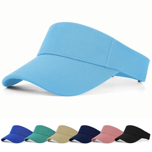 Image of FCHUI Sun Visor Cap - Women Ponytail Baseball Cap for Women and Ladies, Long Peak Thicker Sweatband Adjustable Hat for Golf Cycling Fishing Tennis Running Jogging Visor Hats for Men (Light Blue)