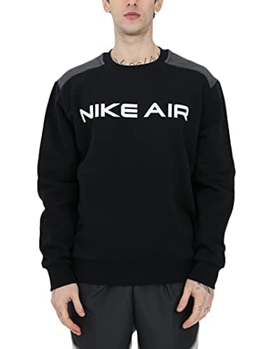 Image of Nike DA0220-010 M NSW AIR FLC Crew Sweatshirt Mens Black/dk Smoke Grey/(White) L