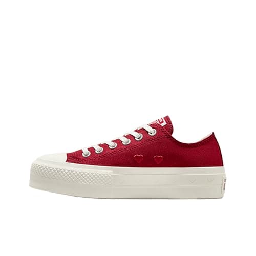 Image of Converse Women Chuck Taylor All Star Lift Platform Hearts Low Top Sneaker, Red/White/Red, 5 UK