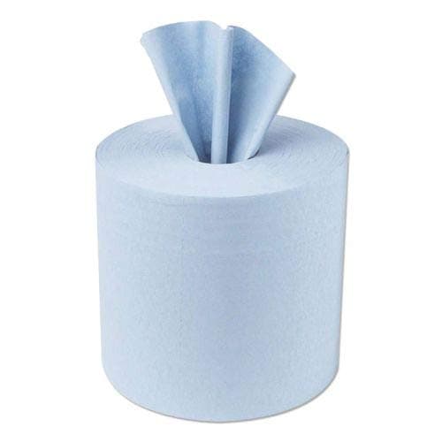 Image of 5 Star Facilities Centrefeed Tissue Refill for Jumbo Dispenser Single-ply L300mxW200mm Blue [Pack 6] -FST