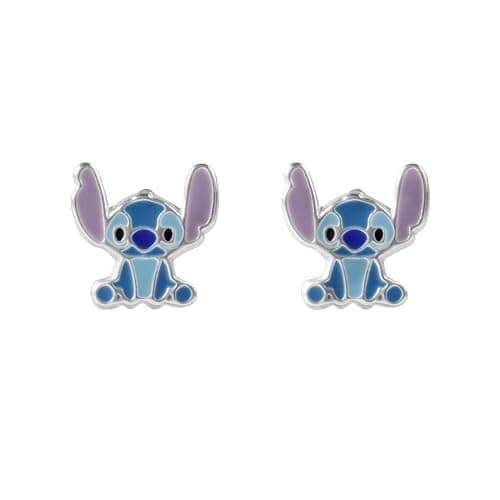 Image of Disney Stitch Womens Sterling Silver Enamel Stud Earrings