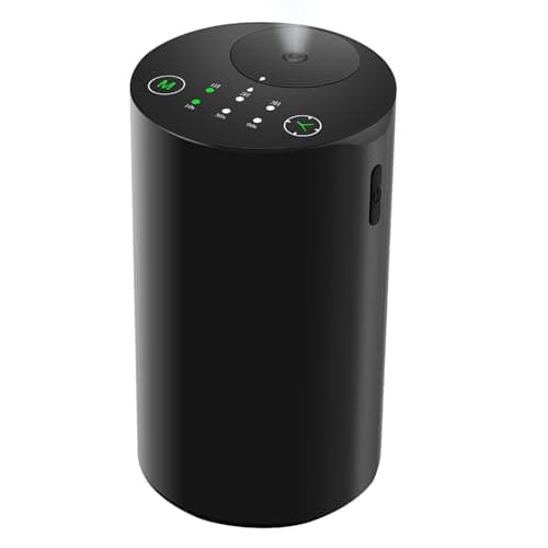 Image of Waterless Diffuser for Essential Oil Nebulizer, Battery Powered Mini Scent Air Machine, Aromatherapy Mist Diffuser for Home Room Car Office (Black-B)