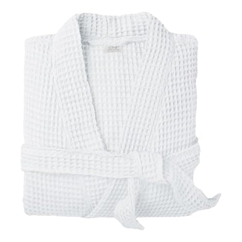 Image of Allure Bath Fashions Unisex Bathrobe Lightweight Textured Waffle Robe - Soft Hotel Spa Dressing Gown, Kimono (Large/Extra Large, White)