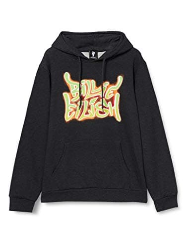 Image of Billie Eilish Unisex Pullover Hoodie: Airbrush Flames Blohsh (Back Print) - XX-Large - Grey