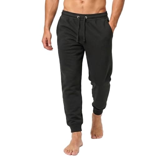 Image of Iron Mountain Mens Joggers – Fleece Jogging Bottoms for Men, Lightweight Cuffed Sweatpants with Drawstring Waist, Casual Gym & Lounge Tracksuit Bottoms (Black, XL)