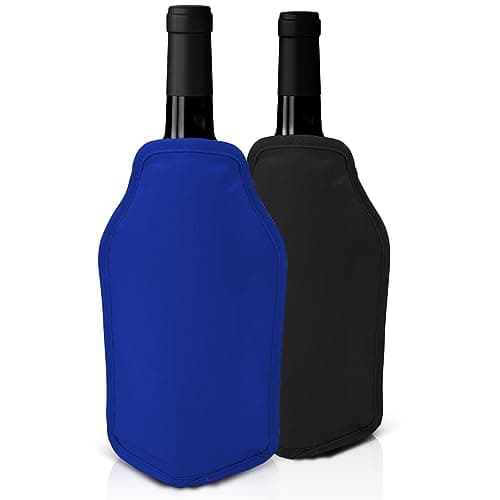 Image of Joeji's Kitchen Set of 2 Wine Bottle Cooler Freezer Sleeves - Black & Navy Blue - Perfect for Chilling Wine Prosecco Champagne Bottles - Ideal for Dinner Parties Picnics Festivals