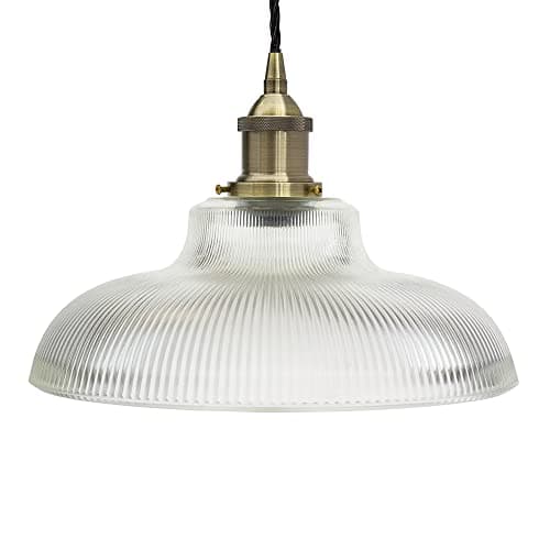 Image of The Soho Lighting Company Austen Frosted Glass Pendant Light with Antique Brass Lamp Holder and Black Twisted Cable