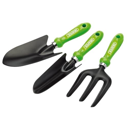 Image of Draper 3 Piece Carbon Steel Hand Tools Set | Garden Fork, Trowel and Transplanting Trowel | 83972