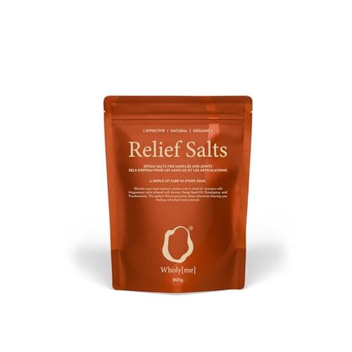 Image of WholyMe Epsom Salt Bath Salts - Natural Bath Soak for Muscle and Joint Recovery - Made in the UK - Arnica, Frankincense and Eucalyptus Essential Oil - Great for Post Workout and Relaxation - 200g