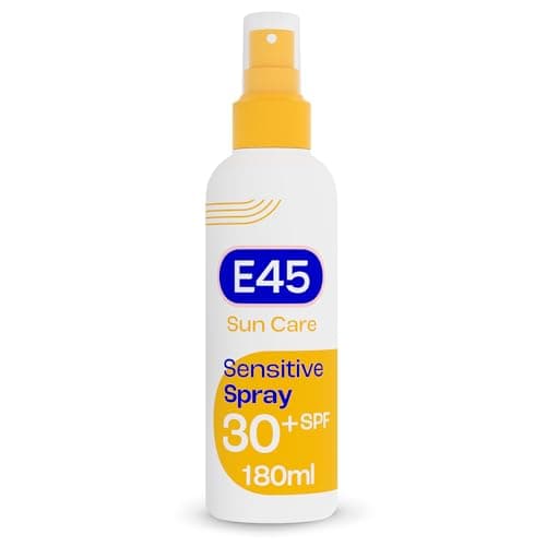 Image of E45 Sunscreen Spray for Sensitive Skin SPF 30 - Hydrating Sun Protection with high UVA and UVB - Instantly Moisturising for Dry Skin, Sensitive Skin and Eczema Prone Skin - 180 ml