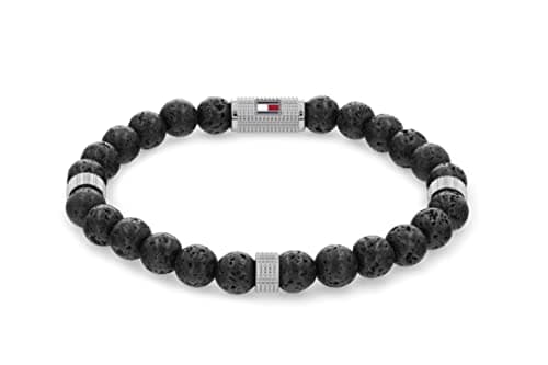 Image of Tommy Hilfiger Jewelry Men's Beaded Bracelet with Lava Stones - 2790435