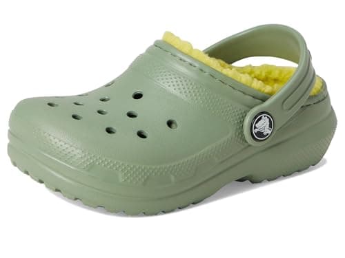 Image of Crocs Unisex Kids Clog,Classic Lined Clog T,Moss,8 UK Child