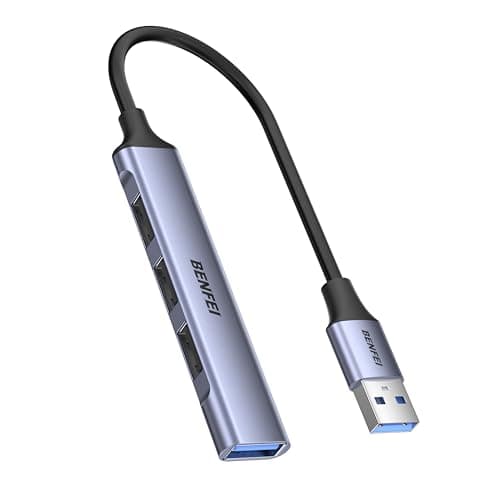 Image of BENFEI 4-Port USB Hub: 1x 10Gbps USB 3.2 + 3x USB 2.0- for Mouse, Keyboard, Flash Drive, Printer - Compatible with Laptop, PC, Xbox, PS5