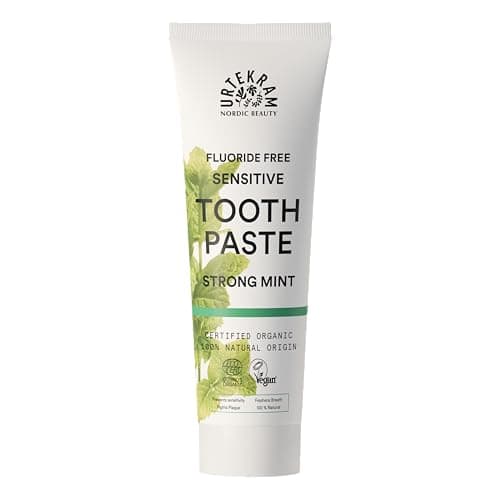 Image of Urtekram Flouride Free Strong Mint Toothpaste - Vegan - Organic - Natural Ingredients - Urtekram Dental, 75ml (Pack of 1)