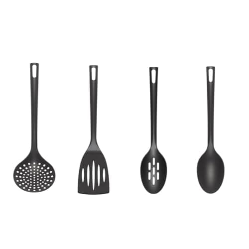 Image of Chef Aid Flexible Nylon Kitchen Utensil Set, Features Slotted Turner, Slotted Spoon, Serving Spoon and Skimmer, BPA Free and Perfect for use with Non-Stick Cookware, Dishwasher Safe