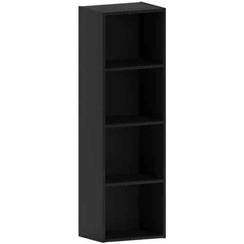 Image of Vida Designs Oxford 4 Tier Cube Bookcase, Black Wooden Shelving Display Storage Unit Office Living Room Furniture
