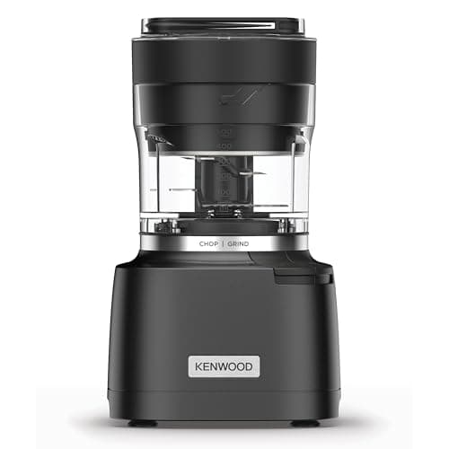 Image of Kenwood Duo Prep CHP80.000BK, Food Chopper and Grinder 2-in-1 with Serrated Quadblades, High Speed Compact Grinder, Non Slip Base, Dishwasher Safe, 800W, Black