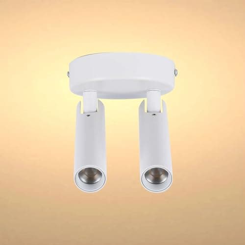 Image of TEKLED Modern 2-Light Ceiling Spotlight | Adjustable White Cylinder Spot Lamps | Contemporary Indoor Lighting | Surface Mounted | IP20 Integrated LED
