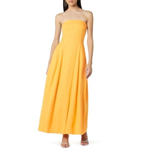 Image of The Drop Women's Carlota Strapless Linen Maxi Dress, Banana, XS