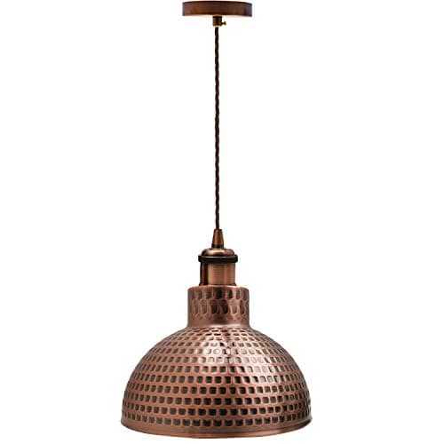 Image of Modern Hanging Pendant light Fitting, Industrial Single Loft Ceiling Adjustable Lamp Retro Shiny Metal Large Light Shade, E27 Base 1m Pendant Living room, Kithcen Island (Copper, Arrican - 26cm)