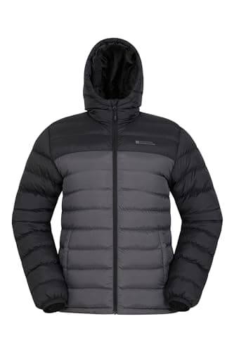 Image of Mountain Warehouse Season Mens Padded Jacket - Water Resistant Puffer Coat, Lightweight, Lab Tested to -30C, Microfibre Filler - Spring Summer, Travelling, Walking Medium Grey XXS