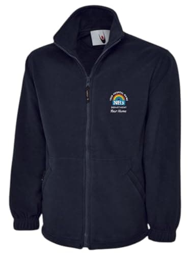 Image of Embroidered Rainbow Logo Fleece Jacket. `Complies with NHS identity guidelines (Dark Navy, L)