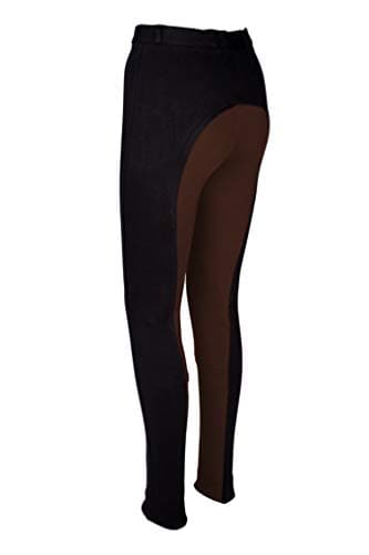 Image of Avon Equine Women's Cotton/Lycra Horse Riding Jodhpurs with Front Pocket Ladies Soft Stretchy Two Tone Jodhpurs Jods Pants (26, Black/Chocolate)