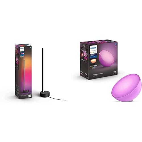 Image of Philips Hue Signe White and Colour Ambiance Gradient Table Lamp [Black] Smart Lighting & Go 2.0 White & Colour Ambiance Smart Portable Light with Bluetooth