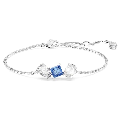 Image of Swarovski Mesmera Bracelet, White and Blue Crystals on a Rhodium Plated Chain, from the Mesmera Collection