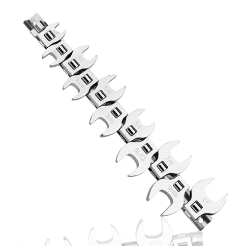 Image of CZMTBO 11 PCS Crows Foot Spanner Set, 3/8" Drive Imperial Sizes Crow Foot Wrench Set Open End Sizes 3/8" to 1" for Mechanics Automotive Repair Work