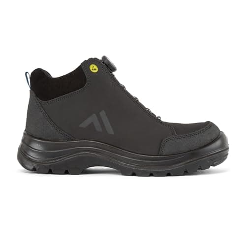 Image of Portwest FE02 Ridge Composite Mid Boot S3S ESD SR FO Water Resistant Nubuck Composite Toecap Quick Release Wire Lace System Slip Resistant Outsole Anti Static Comfort Safety, Black/Blue, 6.5
