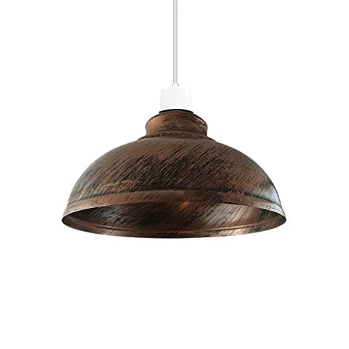 Image of LEDSone Industrial Ceiling Pendant Light Shades, Retro Vintage Style Curvy Dome Shaped Pendant Lamp Shade for Pendant Ceiling Lights (Brushed Copper)