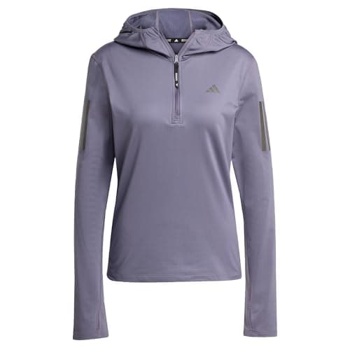 Image of adidas Women's Own the Run Winterized Hooded Half-Zip, Preloved Violet, XXS