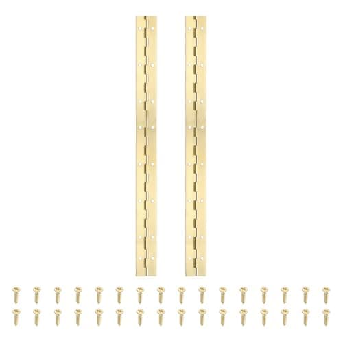 Image of PATIKIL 16x1.2 Inch Piano Hinge,2 Pcs 304 Stainless Steel Continuous Hinge with Holes for Piano Gate Door Wooden Storage Box Cabinet Boat,Gold