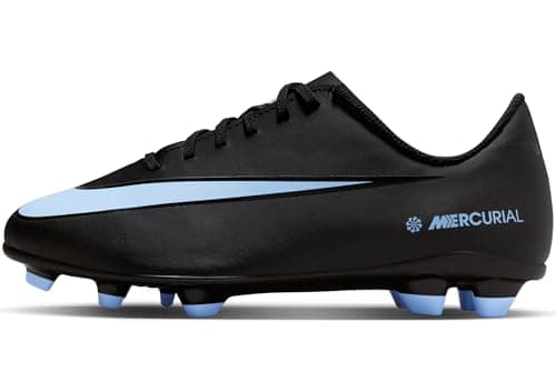 Image of Nike Kids Jr Vapor 16 Club Fg/Mg Football Shoe, Black/Ice Blue, 5.5